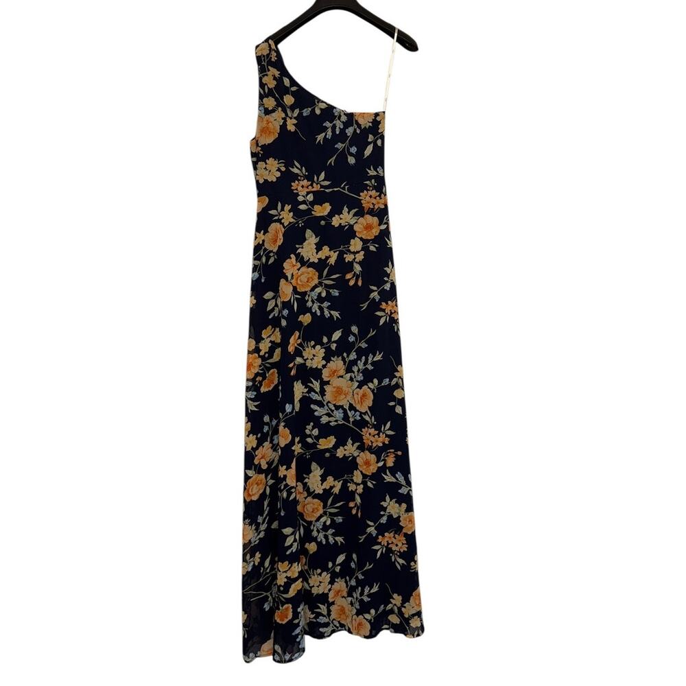 NEW BNWT Lulus Elegant Admiration Navy Floral One Shoulder Maxi Dress Sz Small - Picture 3 of 11